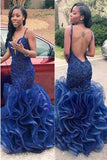 Royal Blue Beaded Mermaid Prom Dress, Long Evening Dress, Formal Women Dress HZ0527