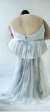 Sexy A Line Straps Gray Prom Dresses,Custom Long Evening Dress HZ0527
