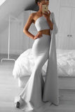 2025 Fashion Satin Prom Dress,One Shoulder Mermaid Formal Evening Dress HZ0527