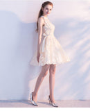 Cute A Line Lace Short High Neck Homecoming Dresses,Sweet 16 Dress HZ0527