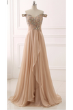 Chiffon Sweetheart Off Shoulder Beaded Pleated Long Prom Dresses 2025 HZ0527