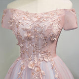 Off the Shoulder A Line Lace Appliques Short Sleeves Homecoming Dresses HZ0527