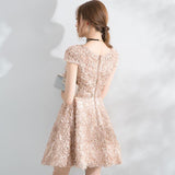 Beautiful A Line Short Sleeves Mini Lace Homecoming Dresses HZ0527
