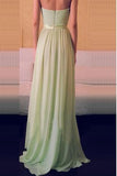Teal Long Chiffon Sweetheart Simple Backless Prom Dresses HZ0527