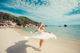Casual Chiffon Off the Shoulder Long Off White Beach Wedding Dresses With Lace HZ0527