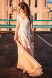 Lace A-line Long Sleeves Tulle Simple Cheap Long Wedding Dresses,Prom Dress HZ0527