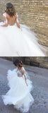 Romantic Ball Gown Long Sleeves Appliques Ivory Tulle Wedding Dress Bridal Gown HZ0527
