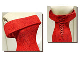 Red Long Lace Elegant Off Shoulder Mermaid High-Low Lace Up Prom Dresses HZ0527