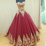 Strapless Sweetheart Neck Ball Gown Prom Dresses With Appliques,Pretty Quinceanera Dresses HZ0527