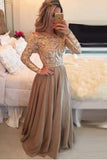 Unique A-Line Long Sleeves Formal Prom Dresses/Evening Dresses HZ0527