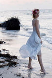 Casual Chiffon Sheer Back Lace Beach/Coast Wedding Dress,A Line Long Wedding Gown HZ0527