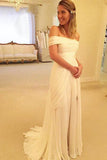 Off Shoulder Side Split Beach 2025 Long Affordable Bridal Dresses/Wedding Dress HZ0527