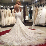 Sexy Mermaid Lace Wedding Dresses 2025 Cap Sleeves Appliques Bridal Gowns HZ0527