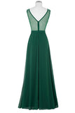 Chiffon Beaded Green V-back Long Formal Mother Of Bridal Dresses HZ0527