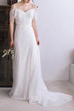 Spaghetti Straps Lace A Line Boho Beach Wedding Dress Simple Bridal Gown HZ0527
