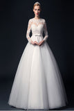 Elegant Handmade Puffy Long Sleeves Lace Wedding Dresses HZ0527
