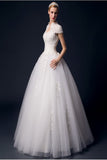 Modest Back Up Lace High Neck Ball Gown Wedding Dresses HZ0527