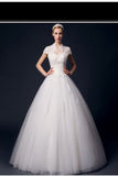 Modest Back Up Lace High Neck Ball Gown Wedding Dresses HZ0527