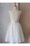 Elegant White Simple Lace V-neck Beach Wedding Dresses HZ0527