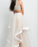 Elegant Two Pieces Beaded A-line Beauty Tulle Prom Dresses For Teens HZ0527