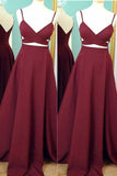 Simple High Quality Cheap Burgundy Long A-line Prom Dresses HZ0527