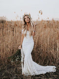 New Arrival Ivory Mermaid Lace Off the Shoulder Beach Wedding Dress HZ0527