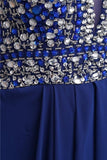 Chiffon Beading Royal Blue V-neck Long Elegant Prom Dresses HZ0527