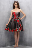 Beauty Black Short Sweetheart Handmade Homecoming Dresses HZ0527