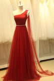Real Beautiful Long One Shoulder High Low Tulle Prom Dresses HZ0527