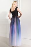 2025 Elegant Gradient Chiffon V-neck Long Back Up Lace Prom Dresses HZ0527