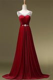Simple Beading Long High Low A-line Charming Prom Dresses HZ0527