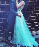 Unique Two Pieces Lace Tulle Long Prom Dress,Formal Evening Dresses HZ0527