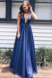 Sexy Taffeta A-line Floor-length V Neck Long Prom Dresses HZ0527