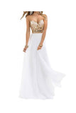 Strapless Long Chiffon White Elegant Open Back Beading Prom Dresses HZ0527