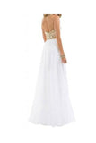 Strapless Long Chiffon White Elegant Open Back Beading Prom Dresses HZ0527