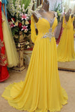 2025 Pretty V-neck Long Chiffon Backless Beaded Prom Dresses HZ0527
