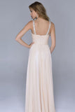 Modest Spaghetti Straps Backless Beaded Prom Dresses HZ0527