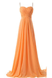 Spaghetti Straps Simple Modest Orange Backless Cheap Prom Dresses For Teens HZ0527