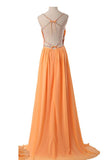 Spaghetti Straps Simple Modest Orange Backless Cheap Prom Dresses For Teens HZ0527