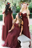 Promfast Cheap Burgundy Bridesmaid Dresses Long Bridesmaid Dresses HZ0527
