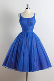 A Line Tulle Blue Short Prom Dress, Blue Homecoming Dress HZ0527