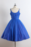 A Line Tulle Blue Short Prom Dress, Blue Homecoming Dress HZ0527