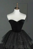 Black Sweetheart Tulle and Velvet Layers Prom Dress, Floor Length Party Dress HZ0527