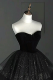 Black Sweetheart Tulle and Velvet Layers Prom Dress, Floor Length Party Dress HZ0527