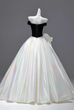 Navy Velvet and White Satin Long Prom Dress, Beautiful A Line Backless Evening Formal Dress HZ0527
