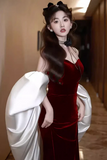 Beautiful Velvet Mermaid Strapless Long Formal Gown, Floor Length Prom Dress HZ0527