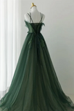 Dark Green Long Beaded A Line Evening Dress Party Dress, Prom Dress HZ0527