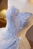 Beautiful Sparkling Tulle Long Prom Dress, A Line Strapless Evening Party Dress HZ0527