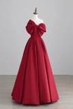 A Line Satin Dark Red Long Prom Dress, Dark Red Long Formal Dress HZ0527