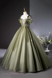 Green Tulle Long Prom Dress, A Line Green Evening Party Dress HZ0527